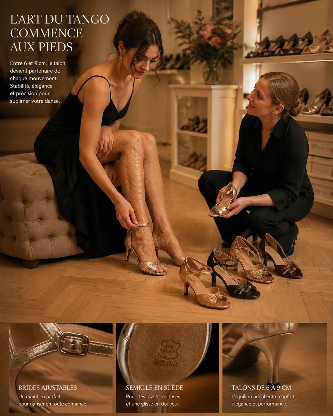 découvrez notre collection élégante de chaussures de tango, alliant confort et style pour accompagner vos pas de danse avec passion et précision.